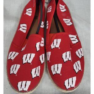 NWT NCAA Wisconsin Badgers Women's M Slip On Espadrille Canvas Shoes College